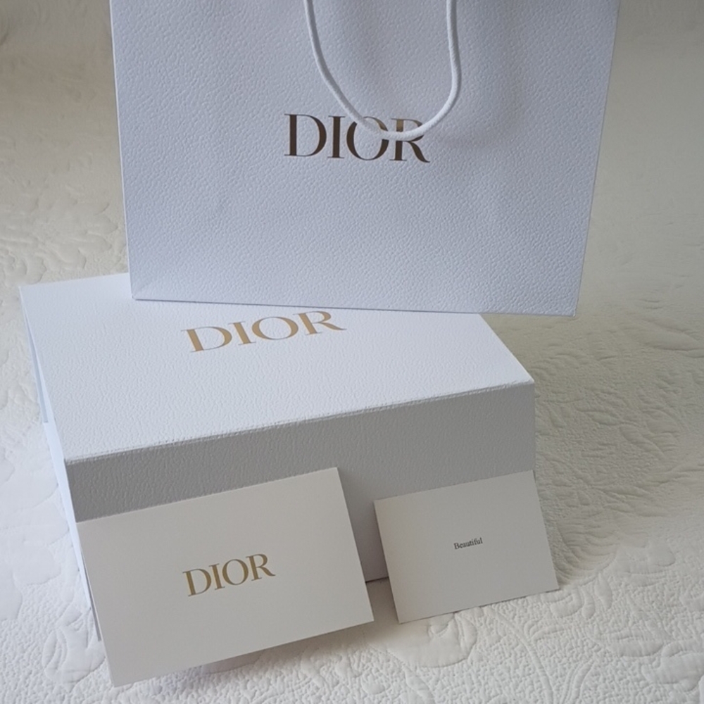 Dior White Logo Flip Top Empty Gift Box Note Card, Shopping Bag & Receipt Holder